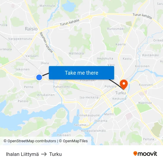 Ihalan Liittymä to Turku map