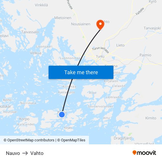 Nauvo to Vahto map