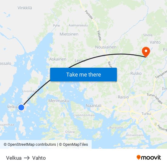 Velkua to Vahto map