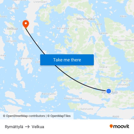 Rymättylä to Velkua map