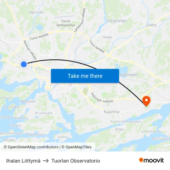 Ihalan Liittymä to Tuorlan Observatorio map