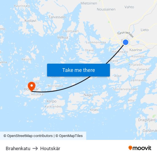 Brahenkatu to Houtskär map