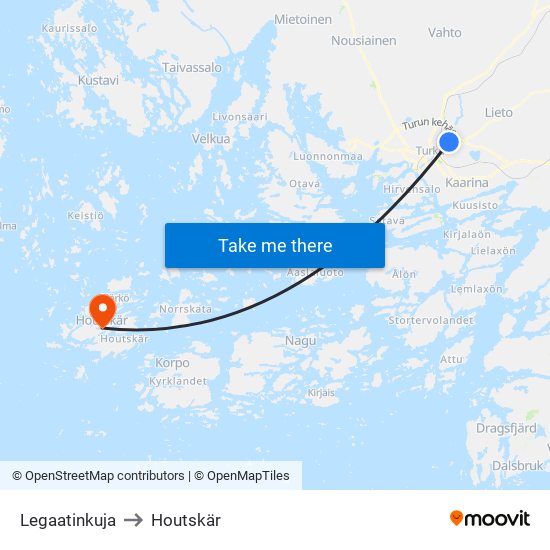 Legaatinkuja to Houtskär map