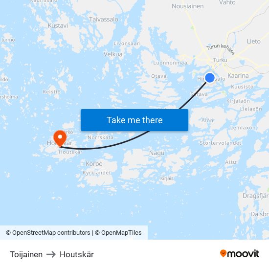 Toijainen to Houtskär map