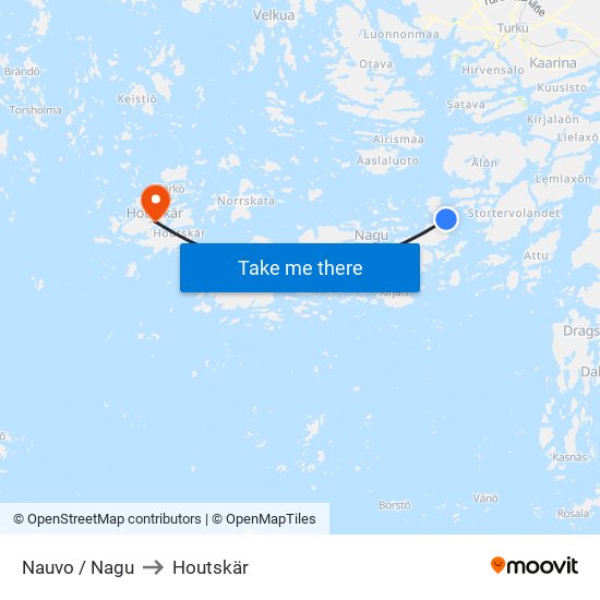 Nauvo / Nagu to Houtskär map