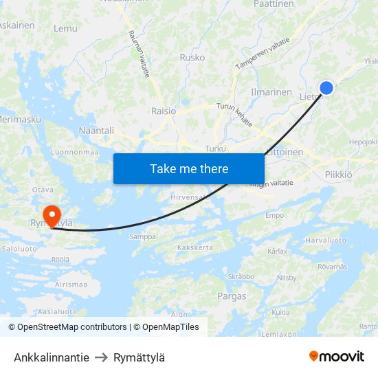 Ankkalinnantie to Rymättylä map