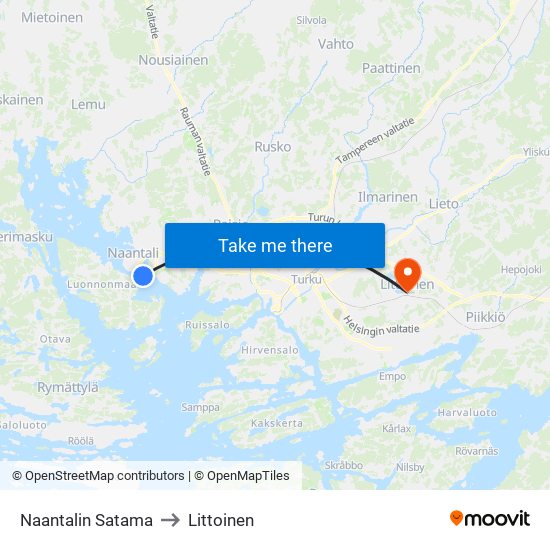 Naantalin Satama to Littoinen map