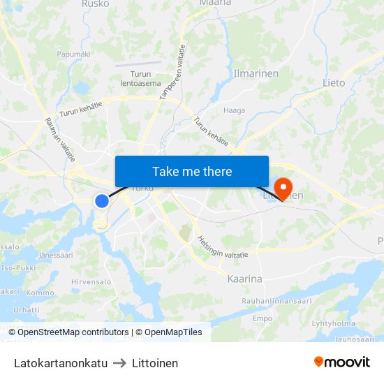 Latokartanonkatu to Littoinen map