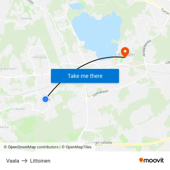Vaala to Littoinen map