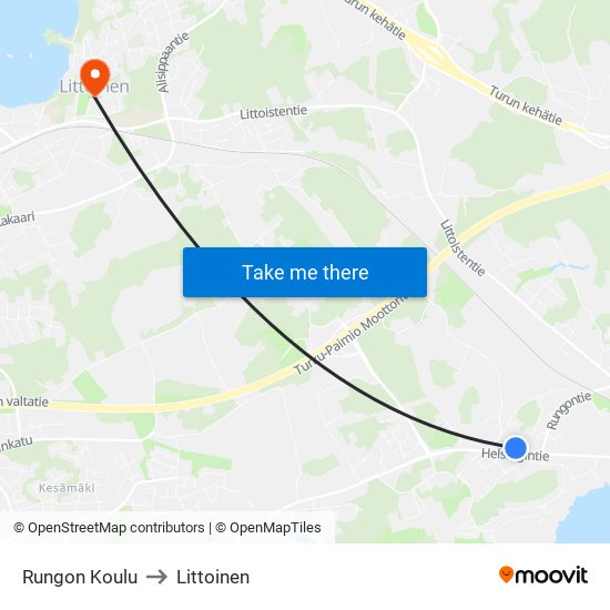 Rungon Koulu to Littoinen map