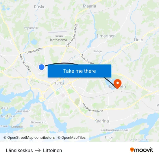 Länsikeskus to Littoinen map
