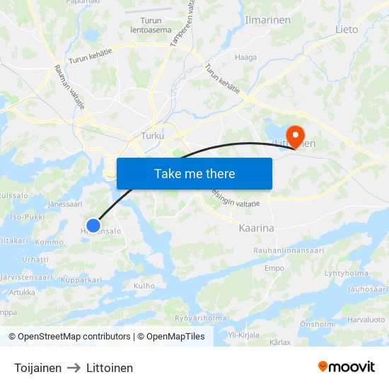 Toijainen to Littoinen map