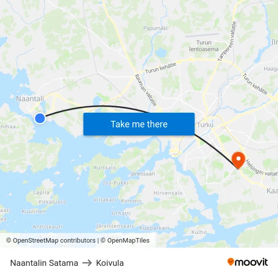 Naantalin Satama to Koivula map