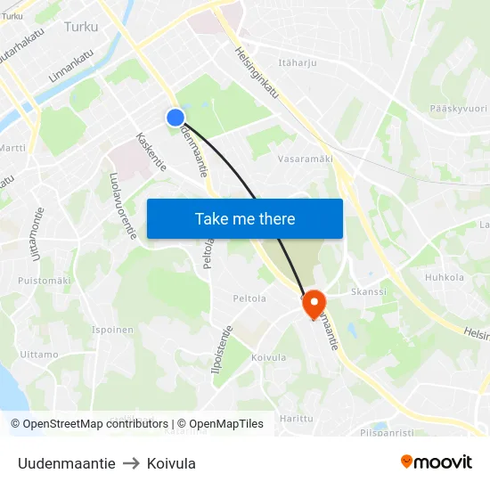 Uudenmaantie to Koivula map