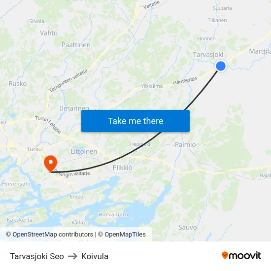 Tarvasjoki Seo to Koivula map