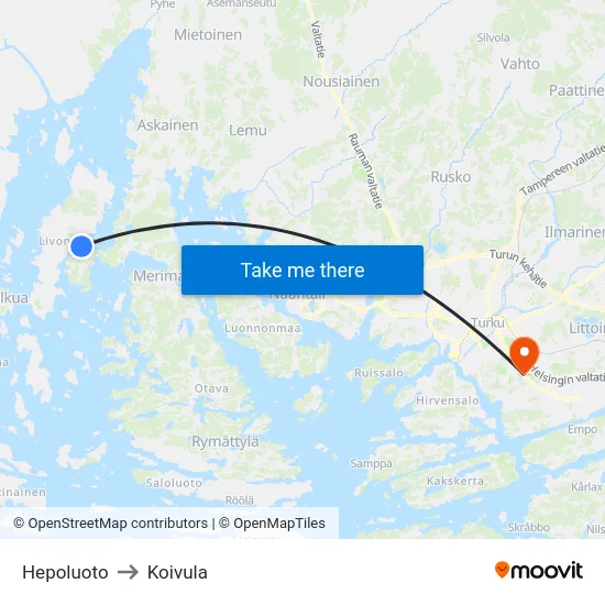 Hepoluoto to Koivula map