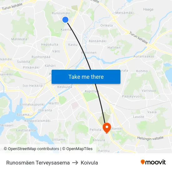 Runosmäen Terveysasema to Koivula map