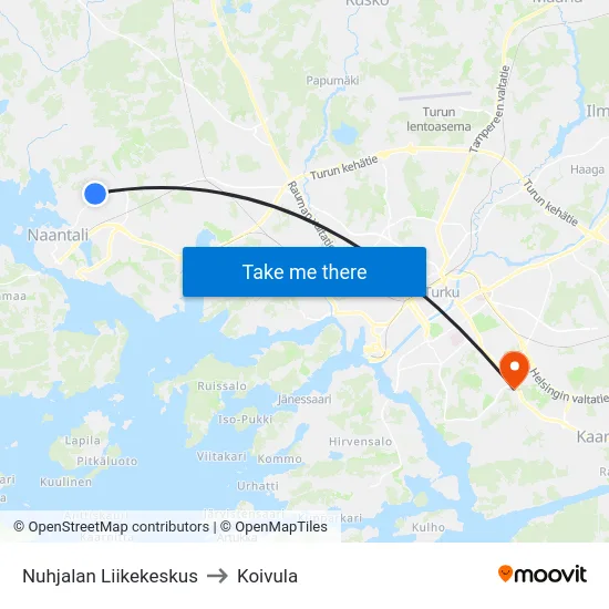 Nuhjalan Liikekeskus to Koivula map