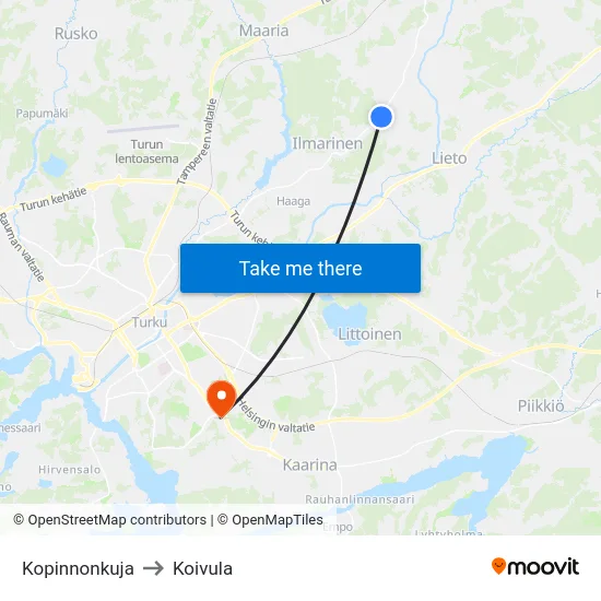 Kopinnonkuja to Koivula map
