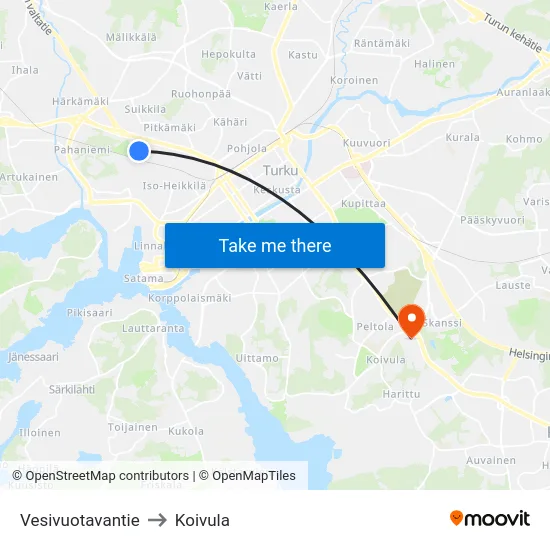 Vesivuotavantie to Koivula map