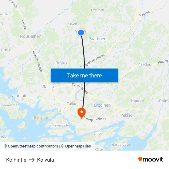 Kolhintie to Koivula map