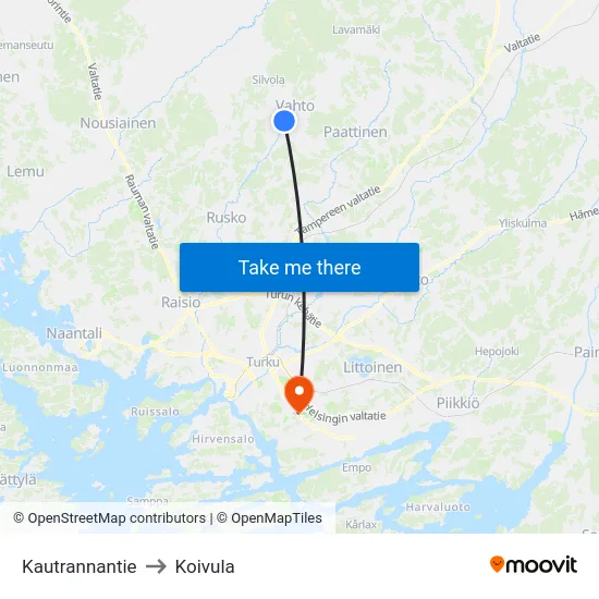 Kautrannantie to Koivula map