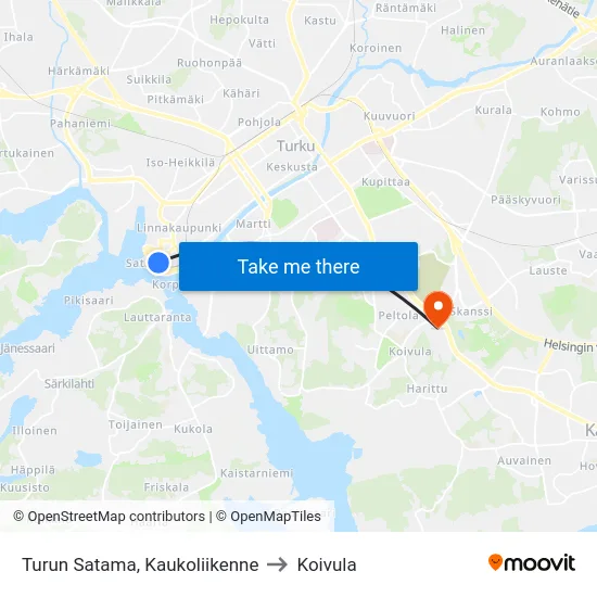 Turun Satama, Kaukoliikenne to Koivula map
