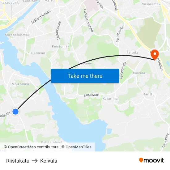 Riistakatu to Koivula map