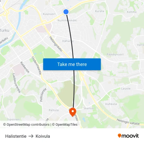 Halistentie to Koivula map
