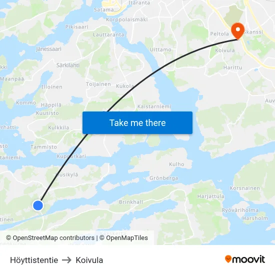 Höyttistentie to Koivula map