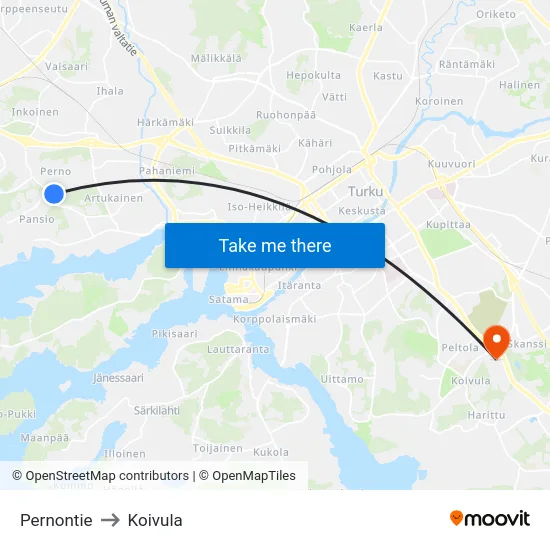 Pernontie to Koivula map