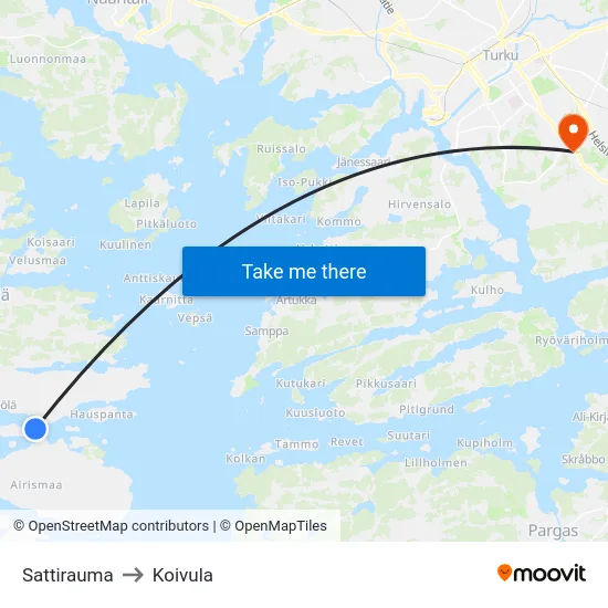 Sattirauma to Koivula map