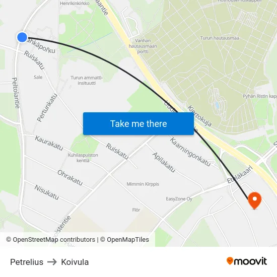 Petrelius to Koivula map