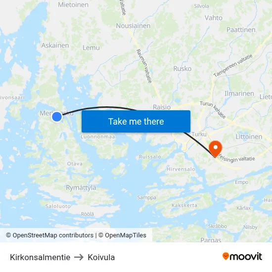Kirkonsalmentie to Koivula map