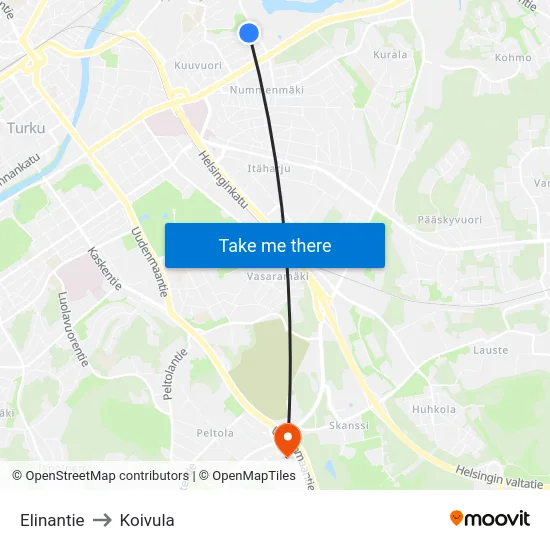Elinantie to Koivula map