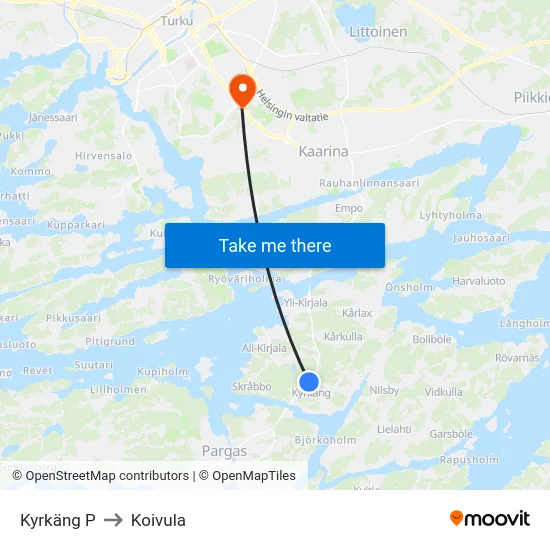 Kyrkäng P to Koivula map