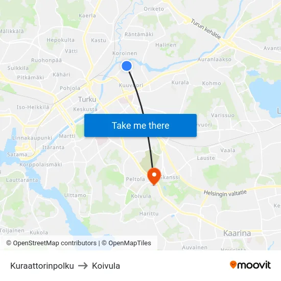 Kuraattorinpolku to Koivula map