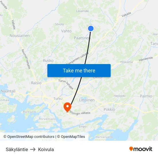 Säkyläntie to Koivula map