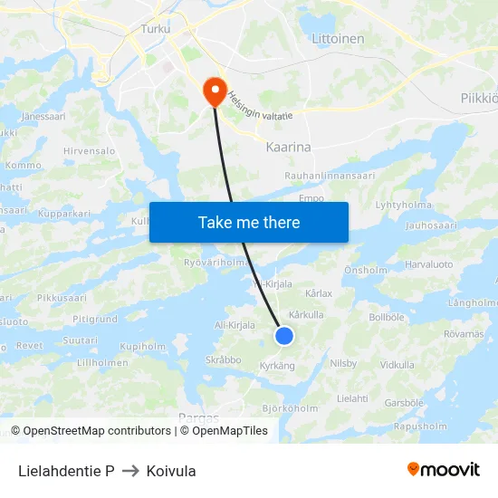 Lielahdentie P to Koivula map
