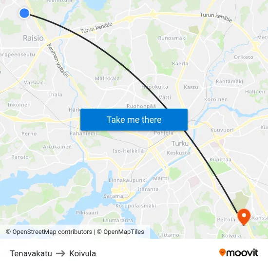 Tenavakatu to Koivula map