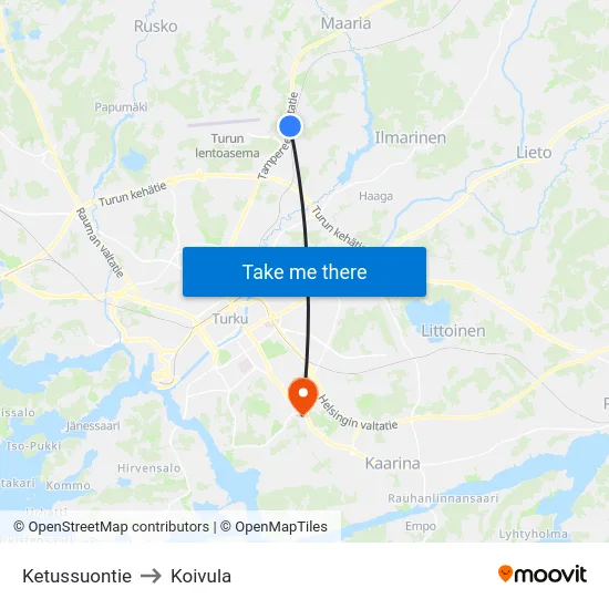 Ketussuontie to Koivula map