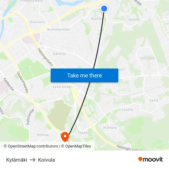 Kylämäki to Koivula map