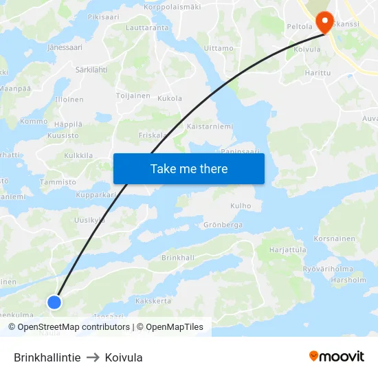 Brinkhallintie to Koivula map