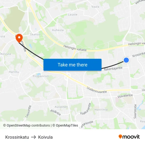 Krossinkatu to Koivula map