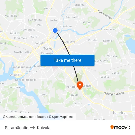 Saramäentie to Koivula map