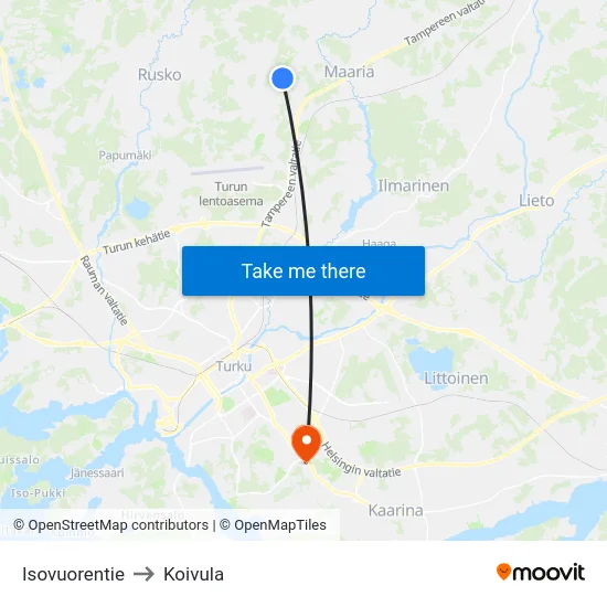 Isovuorentie to Koivula map