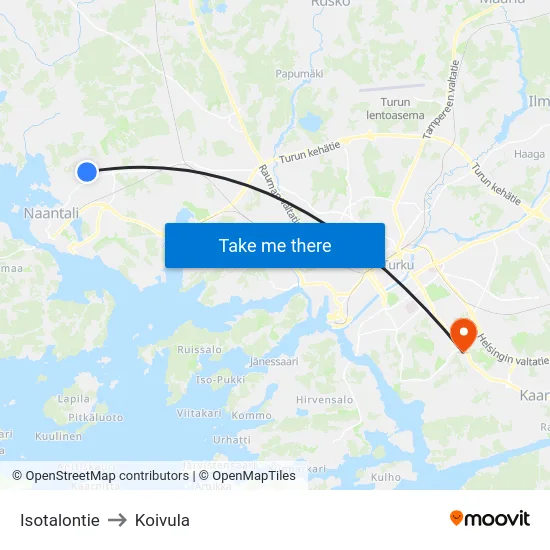 Isotalontie to Koivula map