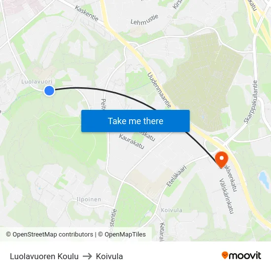 Luolavuoren Koulu to Koivula map