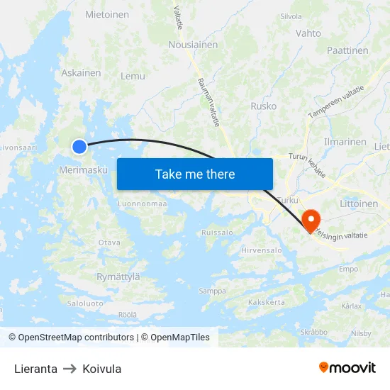 Lieranta to Koivula map