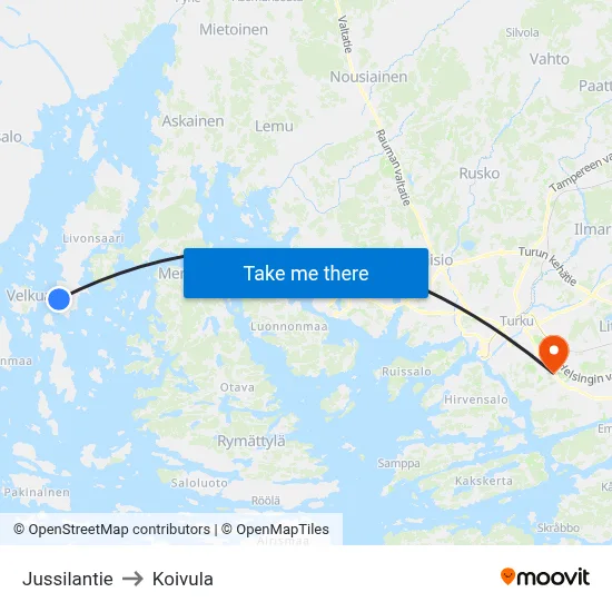 Jussilantie to Koivula map